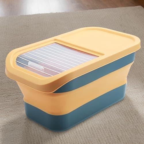 Pet Food Storage Foldable Hinged Lid Wheels Feeding Pet Supply — view 2
