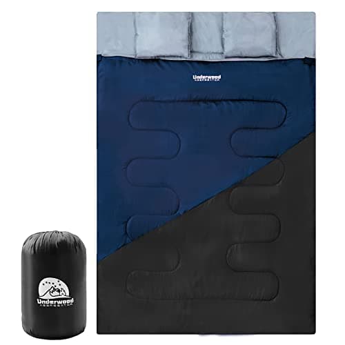 Double Sleeping Bag for Adult and Kids with 2 Pillows for Camping,2.4kg