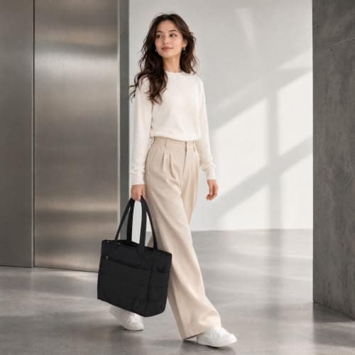 DINSAGE Tote Bags for Women Puffer Work Tote Bag with Compartments Lightweight Laptop Bag with Zip Large Ladies Hand Bags Womens Shoulder Teacher Nurse College Handbag for Work School Uni Travel — view 2