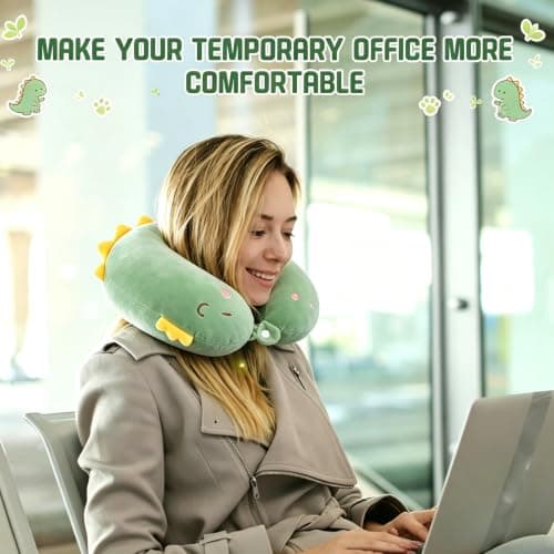 KYEDGC 1Pcs Travel Pillow, Dinosaur Cartoon Neck Support for Travel and Office Use, U-Shape Design for Airplane and Car Journeys, Measuring 30x28 cm for Comfortable Neck Support During Long Trips — view 6