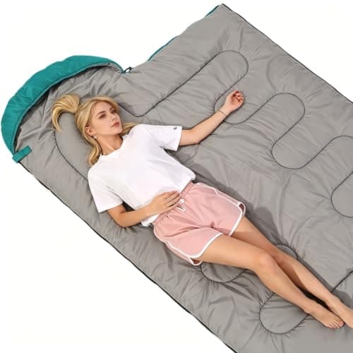 Sleeping Bag 3 Seasons (Summer, Spring, Fall) Warm & Cool Weather - Lightweight,Waterproof Indoor & Outdoor Use for Kids, Teens & Adults for Camping Hiking, Backpacking and Survival (Emerald Green) — view 6