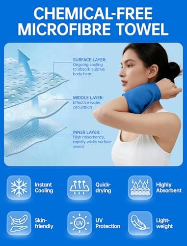 CHEMLUK Cooling Towels for Hot Weather: 100x30CM Instant Cool Towel for Neck Face UPF 50 Quick Dry Microfibre Ice Sweat Towel for Gym Sports Running Hiking Workout Travel — view 3