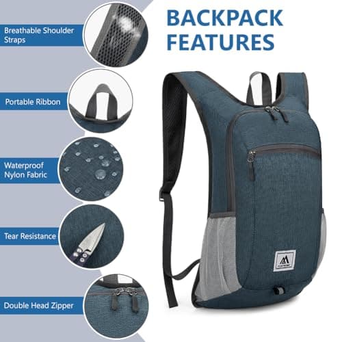 flintronic Foldable Backpack, Ultra Lightweight Rucksack, 16L Hiking Backpack, Unisex Packable Backpack For Men Women, Waterproof Travel Daypack For Outdoor Sport Biking Hiking Climbing — view 2