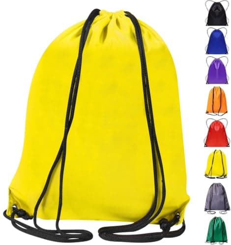 WESTWOOD FOX Drawstring Gym Bag String Bags Gym Sack Backpack PE Bags for Women Men Trainer Swimming Bag Travel Beach School Holidays Suitable for Sports,kids,Boys,Girls (Yellow)