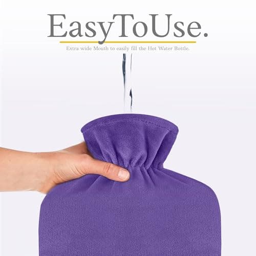 Hot Water Bottle - with Soft Premium Fleece Cover - Purple, 2L - Heating Pad for Menstrual Cramps & Period Comfort - Bed Foot Warmer - Hot & Cold Compress for Back, Stomach, Neck Pain Relief — view 4