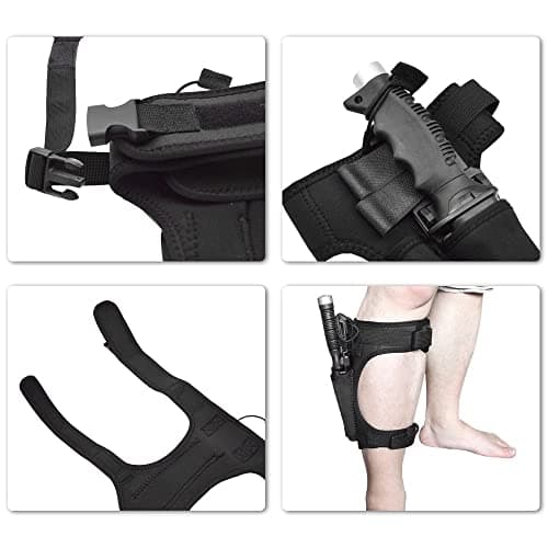 Neoprene Leg Strap,Adjustable Scuba Diving Knife Wrap Sheath with 2 Pockets for Hiking Rafting Boating Fishing Snorkeling（Not Include Knife) — view 3