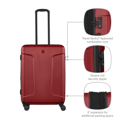 Wenger Legacy Hard-Shell Suitcase M, 66/79 l Expandable, TSA Lock, Red — view 4