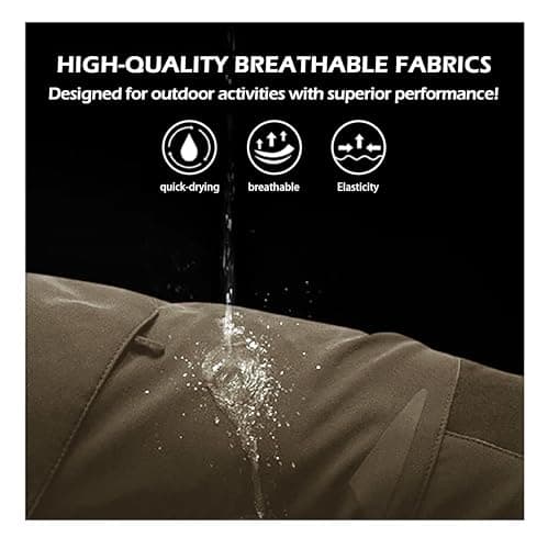 JUSOFTY Cargo Shorts for Men Waterproof Stretch Multi Pockets Quick-Dry Outdoor Running Athletic Mens Cargo Shorts No Belt Khaki — view 3