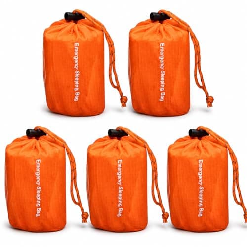 NovaMedic Emergency Survival Sleeping Bag 5 Pack, 84"x36", Waterproof Thermal Bivy Sack for Camping, Hiking, Outdoor, Activities & Travel, Durable, Lightweight & Compact Blanket