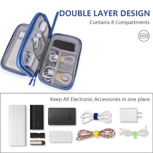 Teskyer Travel Cable Organiser Bag, Travel Essential, Sky Blue — view 3