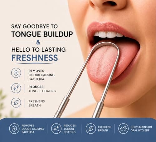 Ovryn Tongue Scraper Stainless Steel with Travel Case - Reusable Tongue Cleaner for Daily Oral Hygiene, Fresher Breath, Helps Reduce Tongue Build-Up & Odour-Causing Bacteria — view 3