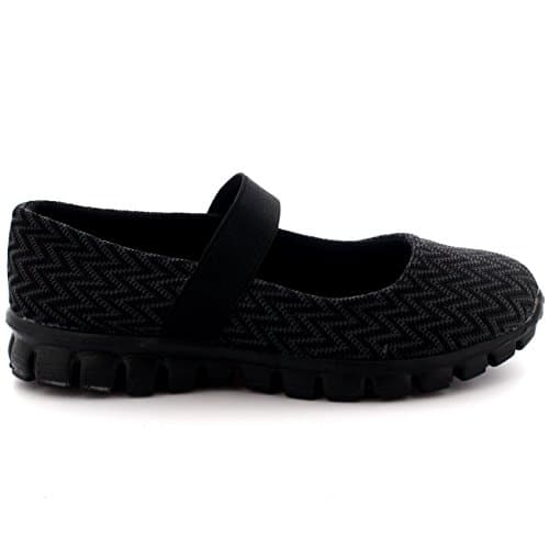 Get Fit Women’s Mary Jane Trainers - Lightweight Breathable Walking Shoes with Hook & Loop Strap - Shock Absorbing Casual Fitness Sneakers for Gym, Travel & Everyday Comfort - Black - UK3/EU36 — view 5