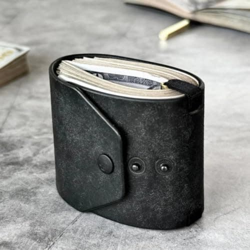 Sslvya Cash Wrap Wallet, Leather Money Holder, Slim Leather Fast Access Money Holder, Cash Organizer with 3 Adjustable Snaps, Compact Bill Holder — view 4