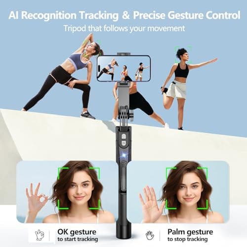 yAyusi Automatic Face Tracking Tripod 360° Rotation, 180 cm With Sensor and Stand, No App, Gesture Control, Smart Selfie Stick for Video/Live — view 3