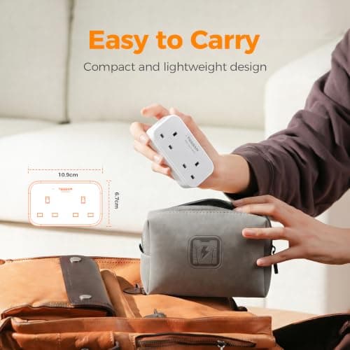 TESSAN Double Plug Adapter UK, 2 Way Plug Extension Socket — view 5