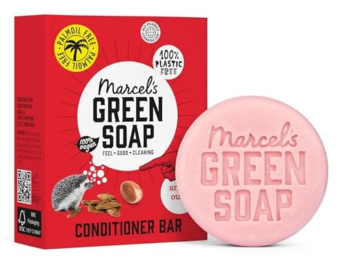 Marcel's Green Soap - Hair Conditioner Bar Argan & Oudh - Eco-Friendly - Zero Plastic Packaging - Palm Oil Free - Vegans - Compact and Long-Lasting - 60 grams