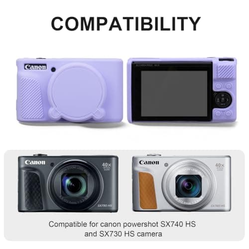 BOVKE Hard Case+Silicone Cover for Canon PowerShot SX740 HS Camera, Purple — view 3