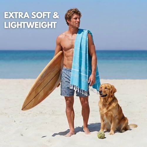 Turkish Beach Towel - Travel Towel 100x180cm Large Turkish Hammam Peshtemal Towel - Super Absorbent, Quick Dry, Sand Free, Lightweight, Compact Towels for Swimming, Bath, Gym, Sauna (Silver Grey) — view 6