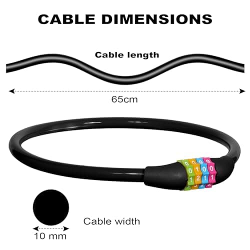 Ainiv Bike Lock, 4-Digit Password Bicycle Lock, 65cm (Black) — view 2