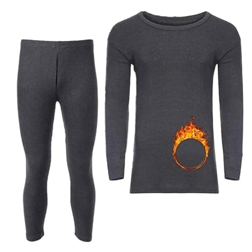 Molten Creek® Men's Thermal Underwear Set, Extra Warm Thermal, Top Bottom Long Johns Set, Vests & Trousers for Winter, Soft & Breathable (Charcoal- Full Sleeve Set, S)