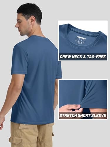 TACVASEN Sun Protection Tshirts for Men Quick Dry Swim Shirt Gym Workout Training Hiking Casual Tops Blue Grey,XL — view 4