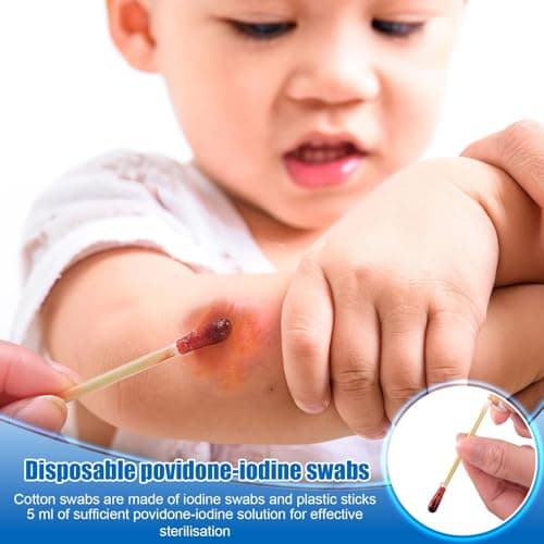 Tarqite 100pcs Disposable Iodine Cotton Swabs, Iodine Swabs for Wounds, Individually Wrapped and Portable Iodine Swab for Emergency Wound Care, Skin Disinfection, Cleaning of Injuries — view 4