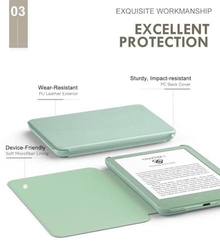 MoKo Case for 6" Amazon Kindle Basic 11th Gen 2024/2022, Matcha — view 4