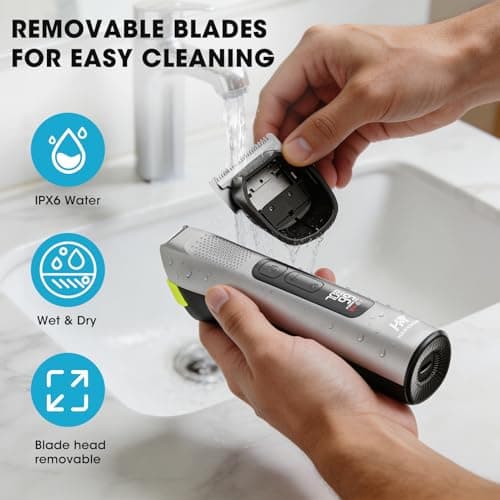HAWKMIND 5-in-1 Beard Trimmer for Men, Mens Grooming Kit with Hair Clipper, Nose Hair Trimmer, Body Hair Trimmer & Stubble Trimmer, Stainless Steel Blades, 100% Washable, USB-C Rechargeable, LCD — view 4