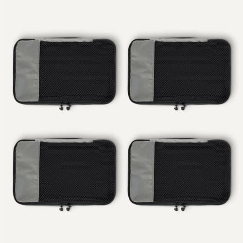 Amazon Essentials 4-Piece Packing Cubes Travel Accessories Set, Luggage Organiser with Double Zip, Mesh Top, Polyester, Small, Grey (Previously Amazon Basics) — view 5