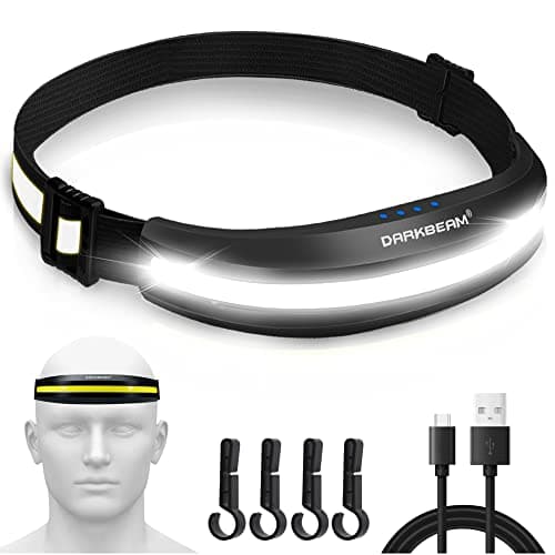 DARKBEAM Head Torch USB Rechargeable LED Headlamp Hardhat Light, with Clip