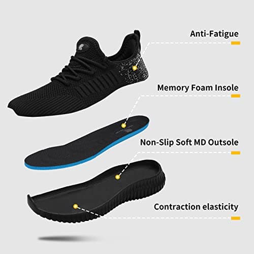 SK·TRIP Women's Walking Shoes Lightweight Breathable Flying Woven Mesh Upper Casual Jogging Shoes Ladies Tennis Shoes Workout Footwear Gym Sneakers for Women, Black Mix, 8 UK — view 6