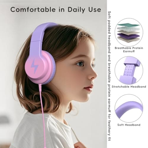 2 Pack Kids Headphones, Wired Headphones for Kids Over Ear with Microphone — view 6