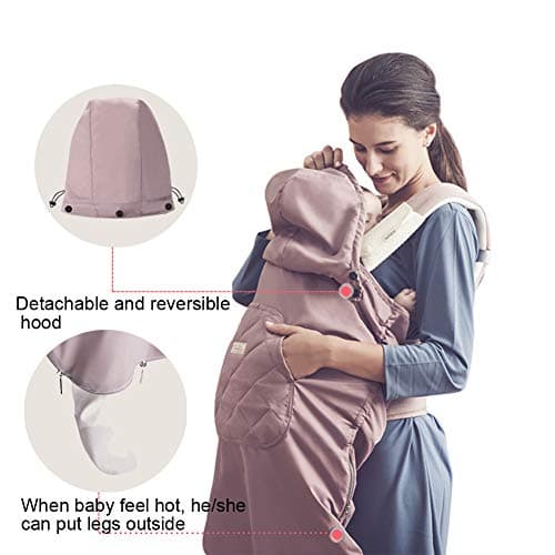 Bebear Winter Cover for Baby Carrier Warm Universal Hoodie Baby Carrier Cover for All Seasons, Black — view 4