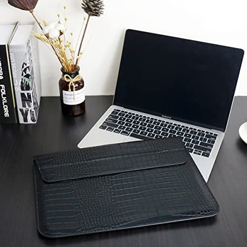 LCMOCICO PU Leather Flap Style Case Bag Laptop Sleeve for MacBook Air 13.6 inch 2024 2023 2022 M3 A3113 M2 A2681 Air 13 2018-2021 M1 A2337 A2179 A1932 Notebook Bag for MacBook Pro 13 2016-2020, Black — view 3