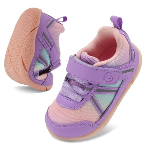 JOINFREE Toddlers Sneakers Baby Girls Frst Walking Shoes Child Running Shoes Anti-Skid Kids Sneakers Pink Purple 3.5/4.5 UK Child