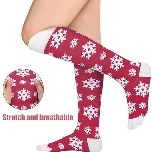 JK Home 2 Pairs Christmas Compression Socks for Women Men, Knee High — view 2