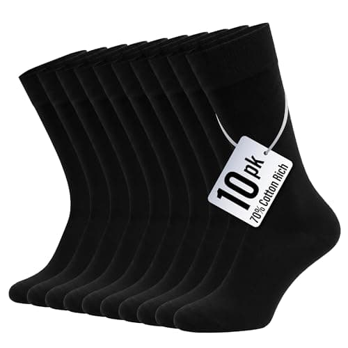 10PK Mens Black Ankle Socks - UK 6-8.5/EU 39-42.5 - Black