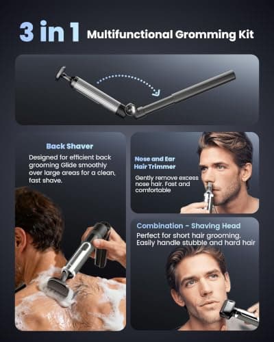 FERRISA Electric Back Shaver for Men with Long Handle, 3-in-1 Body Groomer — view 3