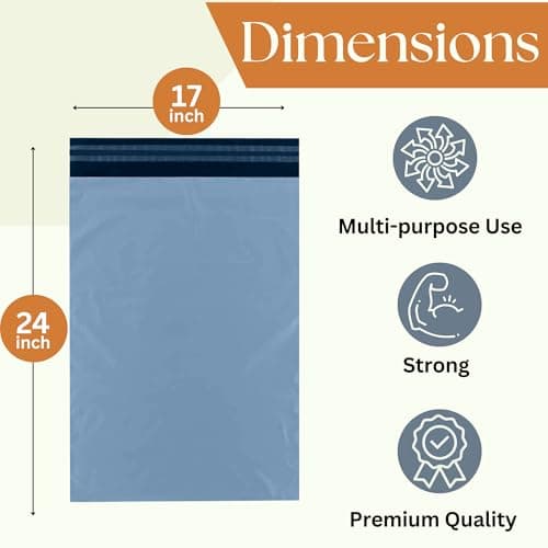 Paxfords Large Postage Bags for Clothes 17x24”- Extra Strong Packing Bags for Posting - Strong Self-Seal Packaging Postal Bags - Grey Recyclable Mailing and Shipping Mailers (10) — view 2