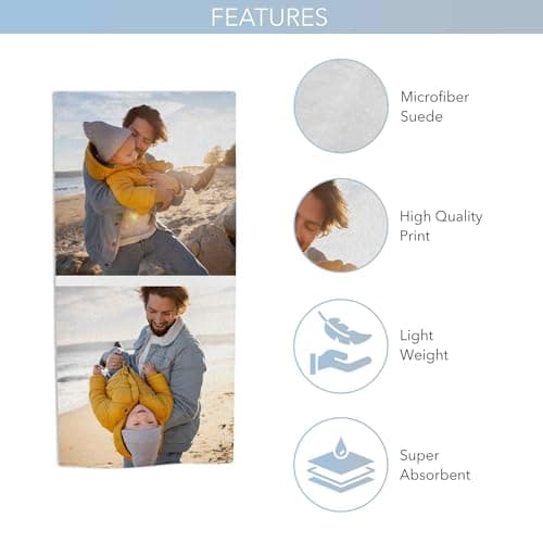Print Maniacs Custom Photo Towel Personalised Microfibre Beach Towel Large Quick Dry Travel Towel Sand Free Holiday Pool Gym Spa Towels Gift Idea — view 3