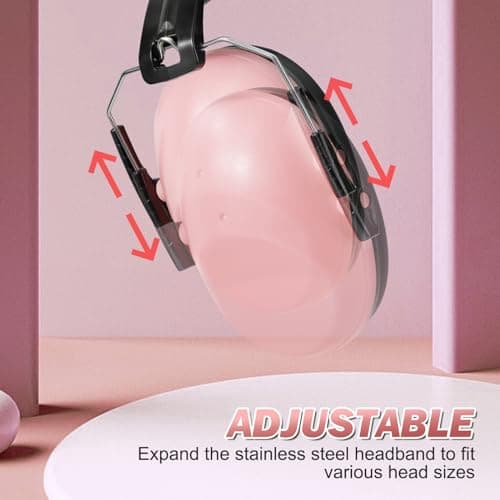 Kriogor 2 Pack Ear Defenders Children,26dB SNR Noise Cancelling Headphones Hearing Protection Earmuffs,Soft Kids Ear Defenders Adjustable Adult Ear Protector for Autism Airplane Study Fireworks(Pink) — view 6