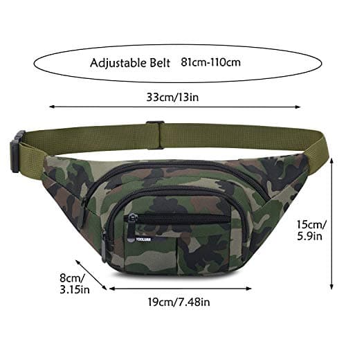 Waterproof Bum Bag Waist Fanny Packs Travel Hiking Outdoor Sport Money Hip Bag Pouch Pack Holiday Running Belt (Green#1) — view 4