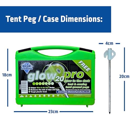 Blue Diamond Glow in the Dark Tent Pegs Pack of 20 for Tents & Awnings — view 3