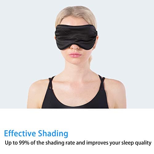 Silk Eye Mask for Sleeping Super Smooth Sleep Mask Silk Blindfold Blackout Eye Cover Portable Eye Shade Cotton Filled with Elastic Strap for Women & Men — view 3