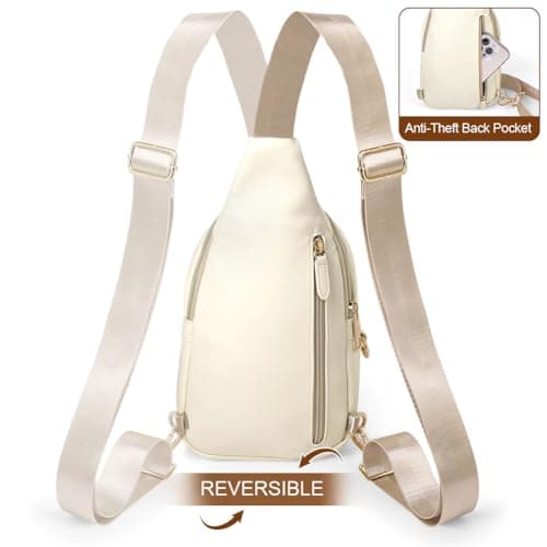 HOTUT Crossbody Bag for Women,Anti Theft Small Phone Shoulder Bag,Sling Belt Bag,with Anti-Theft Zipper Clips,Adjustable Strap,with Multiple Pockets,for Ladies Travel Shopping(Off-white) — view 4