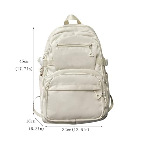 Vegan Leather Backpack Laptop Backpack For Women College School Travel Casual Daypack Bookbag Work Bag Lightweight For Women Girls Student 15.6 Laptop Travel Bags For 3 Day Backpack (White, One Size) — view 3