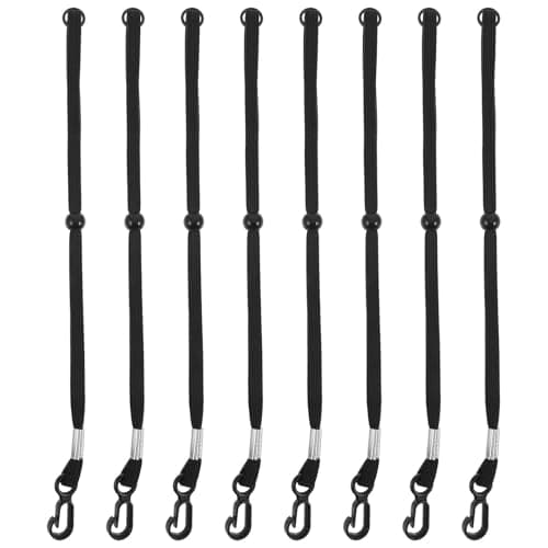 DEEPCRAFF 8pcs Detachable Ski Glove Wrist Tethers, Black Polyester Lanyards