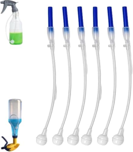 6-Pack Universal Tilted 360 Spray Bottle Adapter - Flexible Dip Tube & Spra Nozzle Extension for Cleaning Bottles Fits All Trigger Sprayers