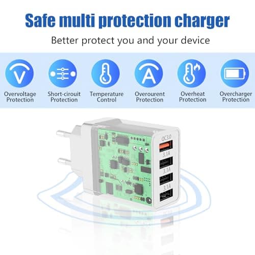 2PCS Multiple USB Charger, 33W with 4 Ports QC 3.0 Quick Charge — view 3