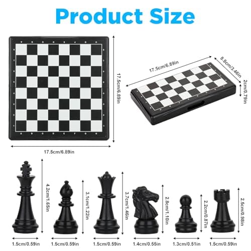 Magnetic Travel Chess Set, Folding Chess Board for Adults(17.5x17.5cm) — view 2